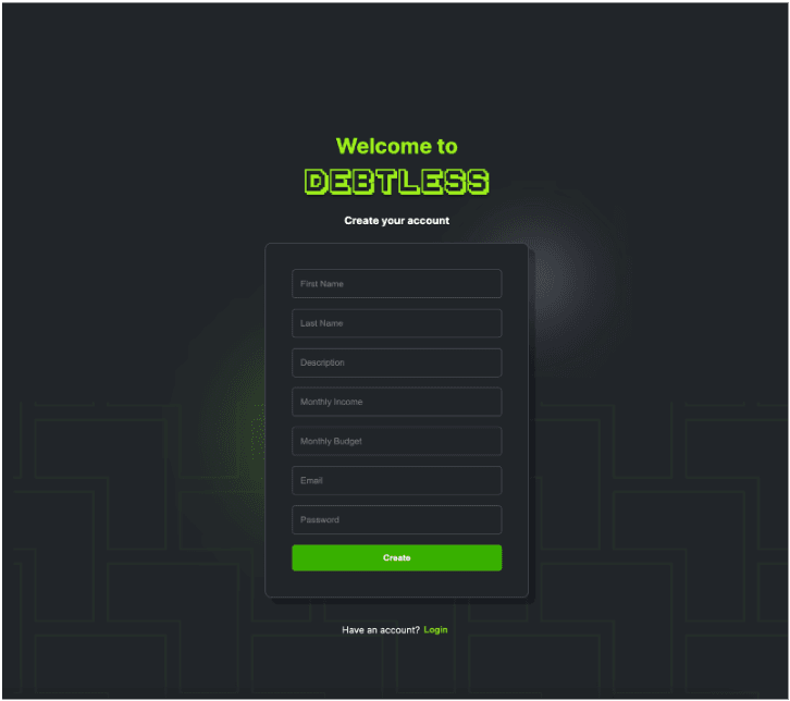 Debtless screenshot