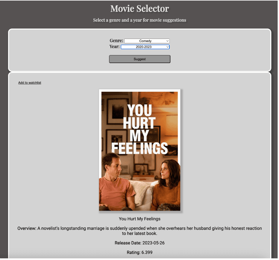 Movie Selector screenshot